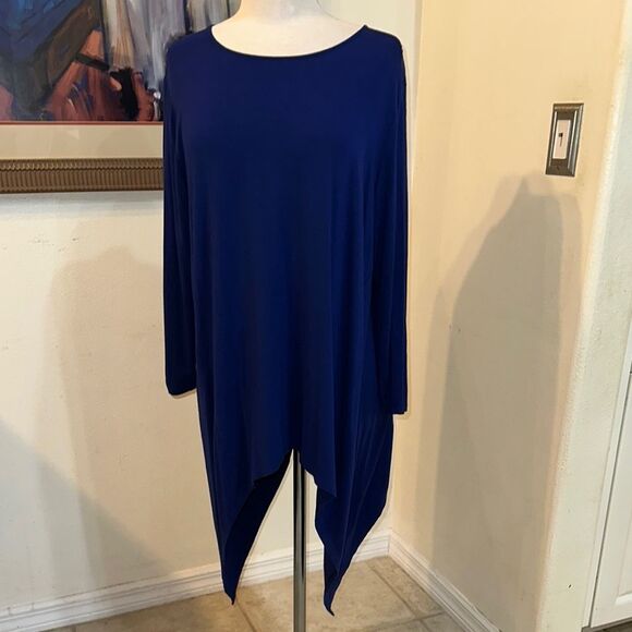 Chico’s Elegant Blue Asymmetrical Tunic Size 3-XL - Picture 7 of 11